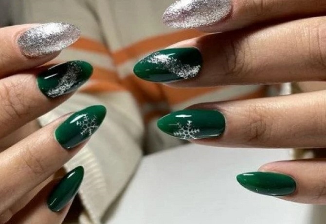 Green manicure for New Year 2024: beautiful ideas for the holiday 5