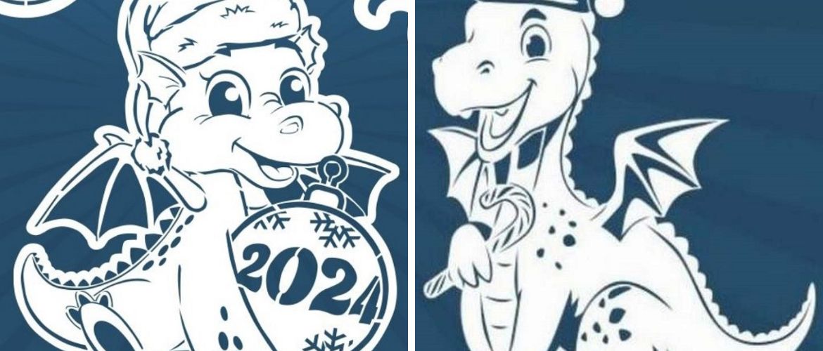 Вытынанки драконов на Новый год 2024: шаблоны, трафареты для декора