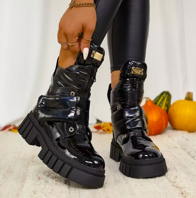 Patent leather boots: fashionable footwear for 2024 9