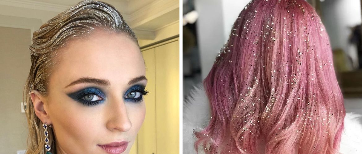 Brilliantly! How to use glitter and sequins in a New Year’s hairstyle