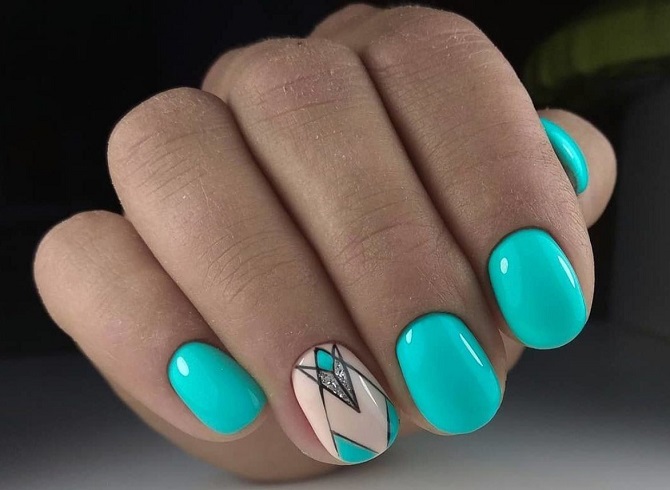 Fashionable turquoise manicure: stylish ideas with photos 15