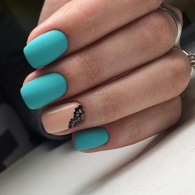 Fashionable turquoise manicure: stylish ideas with photos 8