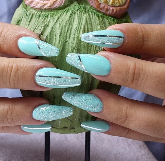 Fashionable turquoise manicure: stylish ideas with photos 10