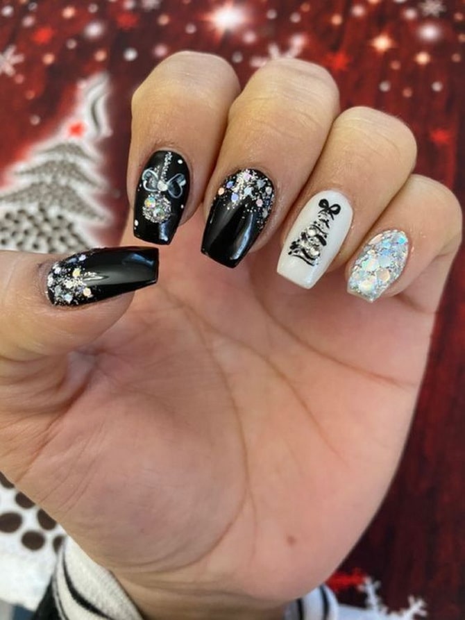 New Year’s manicure 2024 in black: stylish options for the holidays 13
