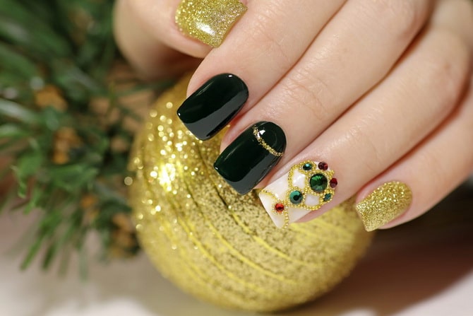 New Year’s manicure 2024 in black: stylish options for the holidays 32
