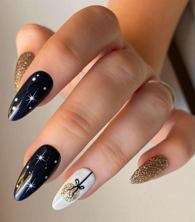 New Year’s manicure 2024 in black: stylish options for the holidays 14