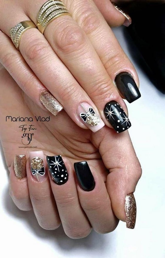 New Year’s manicure 2024 in black: stylish options for the holidays 15