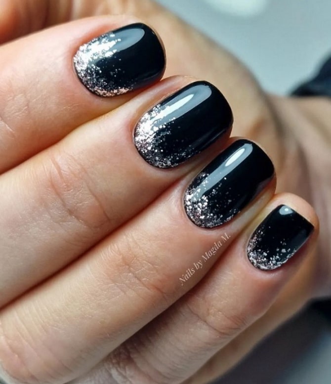 New Year’s manicure 2024 in black: stylish options for the holidays 26