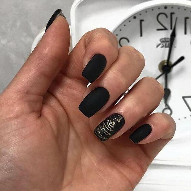 New Year’s manicure 2024 in black: stylish options for the holidays 20
