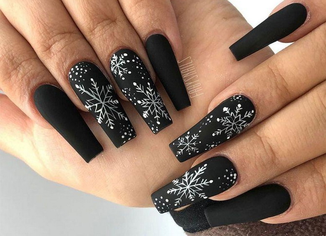 New Year’s manicure 2024 in black: stylish options for the holidays 3