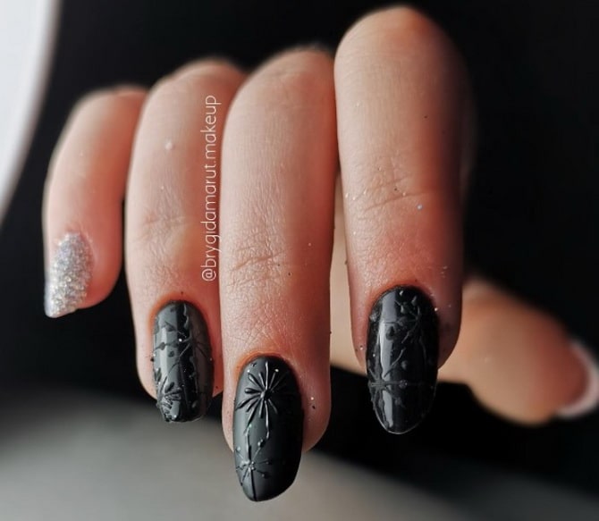 New Year’s manicure 2024 in black: stylish options for the holidays 12