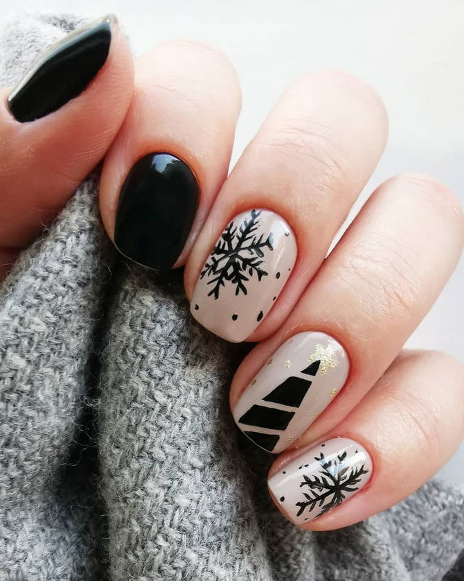 New Year’s manicure 2024 in black: stylish options for the holidays 4
