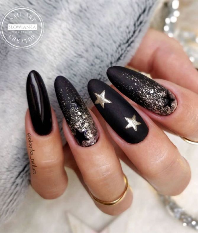 New Year’s manicure 2024 in black: stylish options for the holidays 8