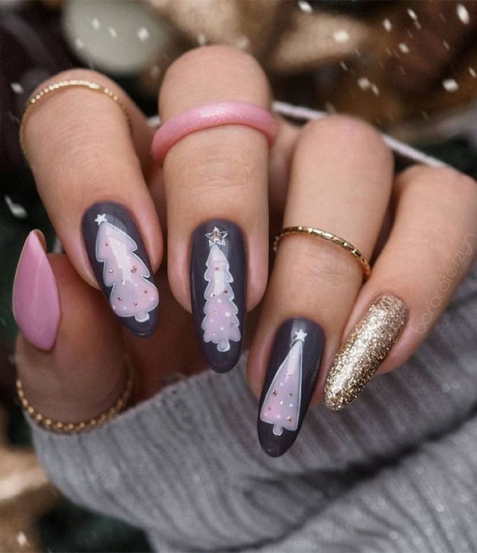 New Year’s manicure 2024 in black: stylish options for the holidays 19