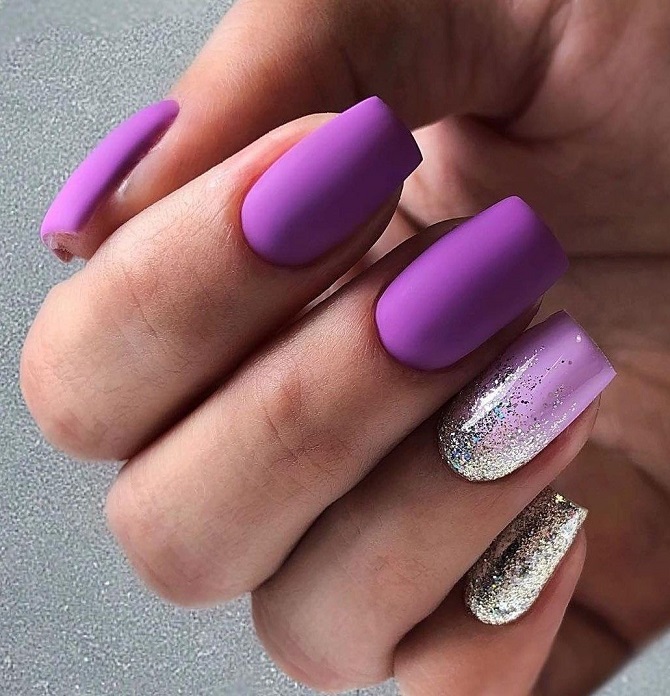 Fashionable lilac manicure: stylish ideas with photos 14