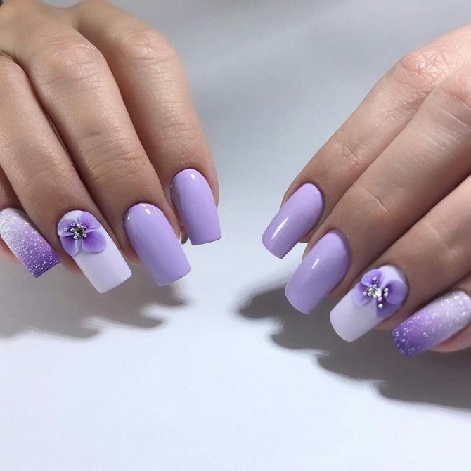 Fashionable lilac manicure: stylish ideas with photos 8