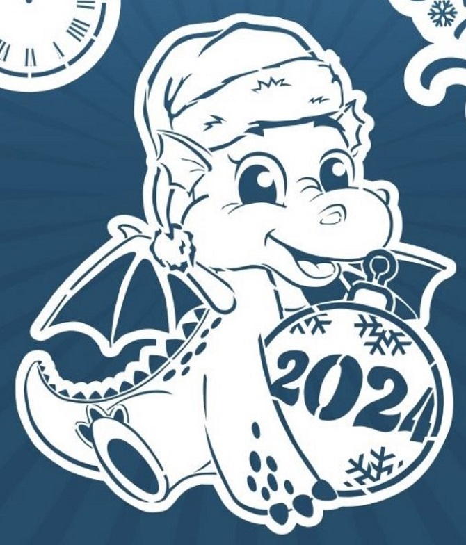 Вытынанки драконов на Новый год 2024: шаблоны, трафареты для декора 10