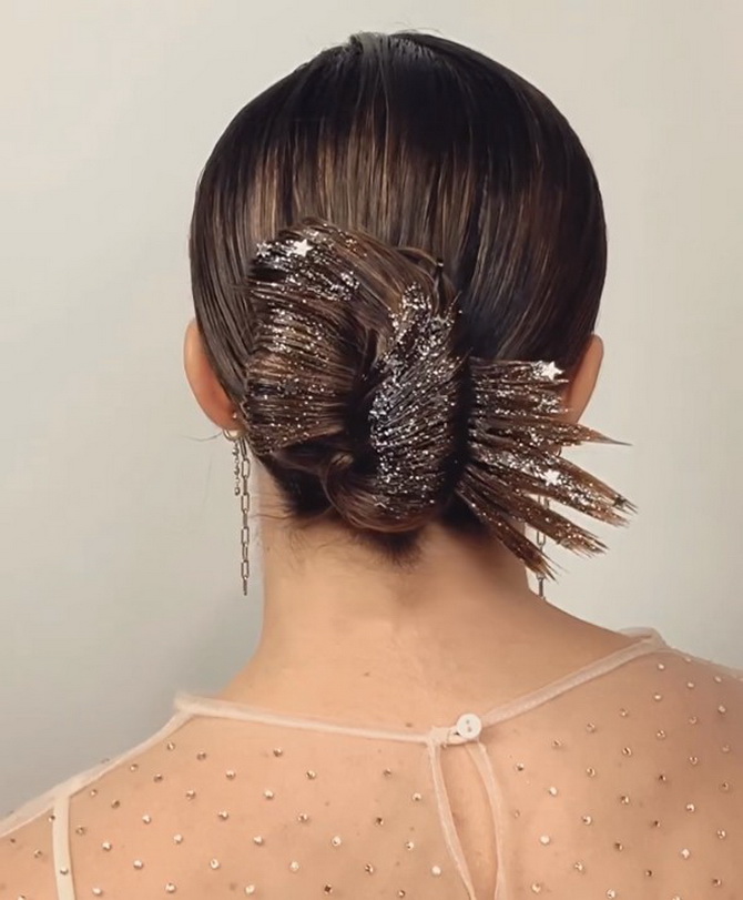 Brilliantly! How to use glitter and sequins in a New Year’s hairstyle 6