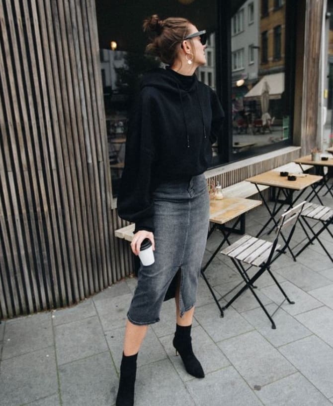 Gray denim in street style looks: how to wear and what to combine with 14