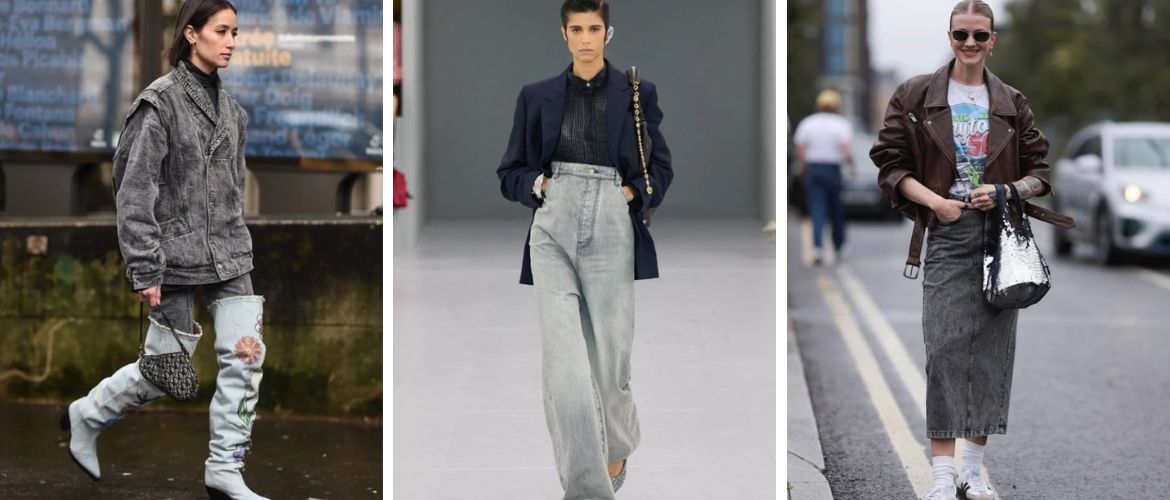 Gray denim in street style looks: how to wear and what to combine with
