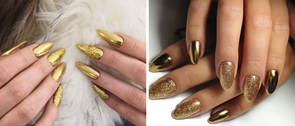 Golden manicure 2024: fashion ideas with photos
