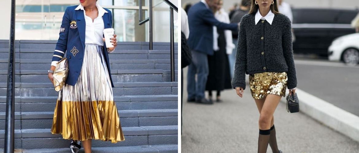 Fashionable shiny skirts for spring: stylish ideas with photos