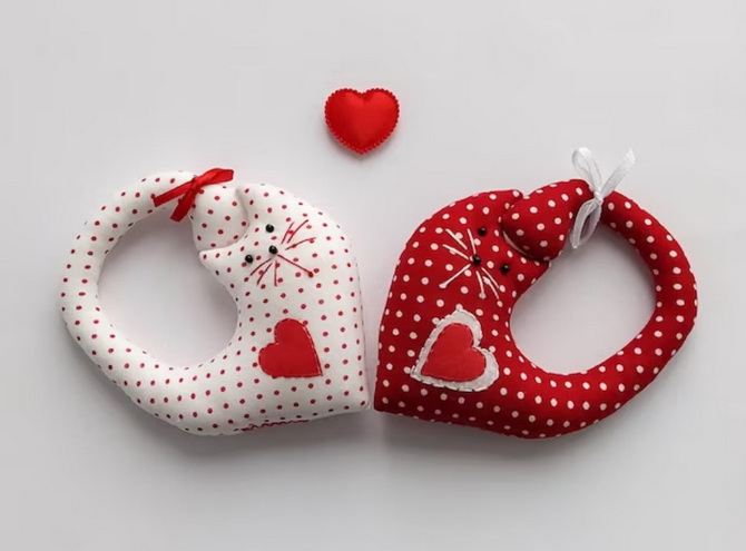 Влюбленные коты: текстильная поделка на День святого Валентина 9