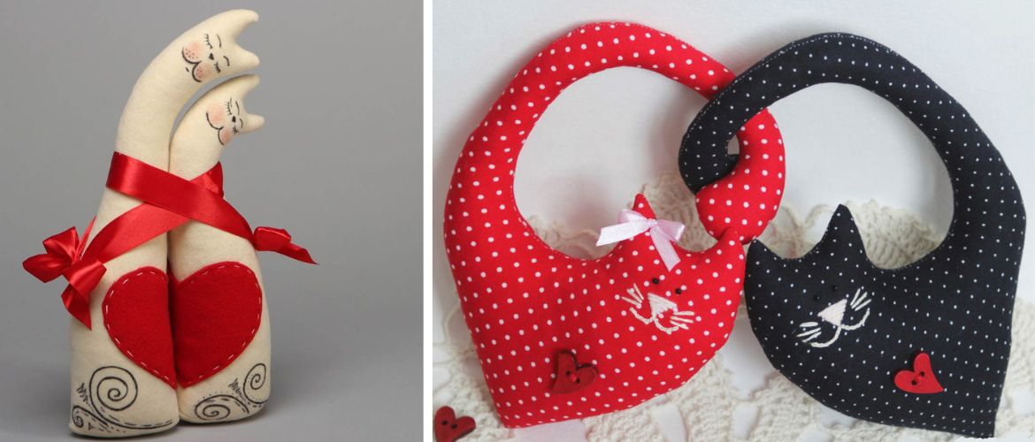 Влюбленные коты: текстильная поделка на День святого Валентина