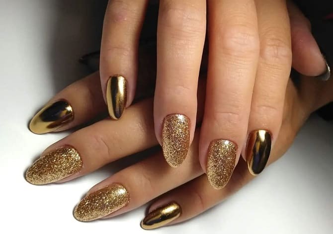 Golden manicure 2024: fashion ideas with photos 2