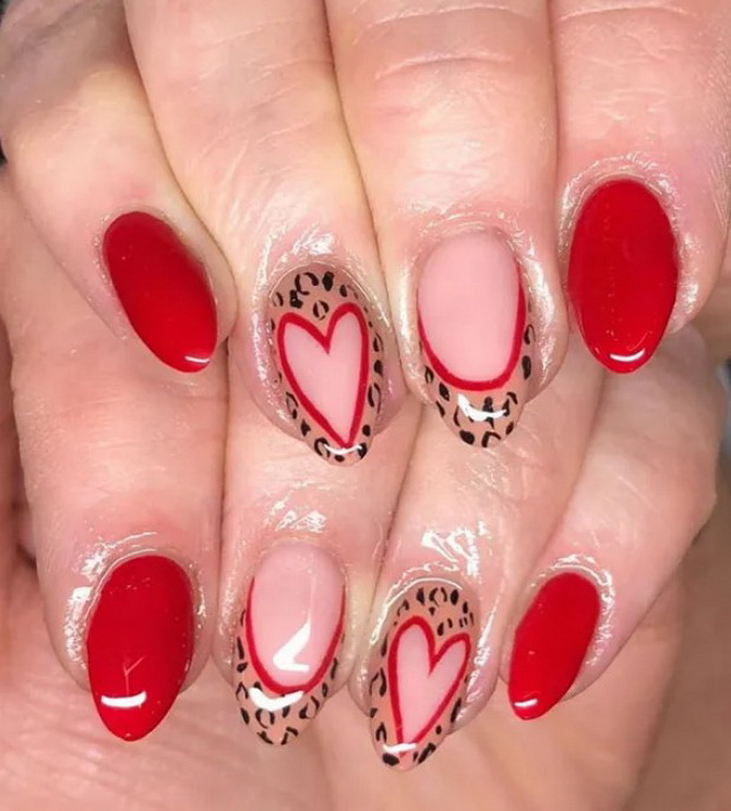Nude manicure with hearts: fresh nail design ideas 6
