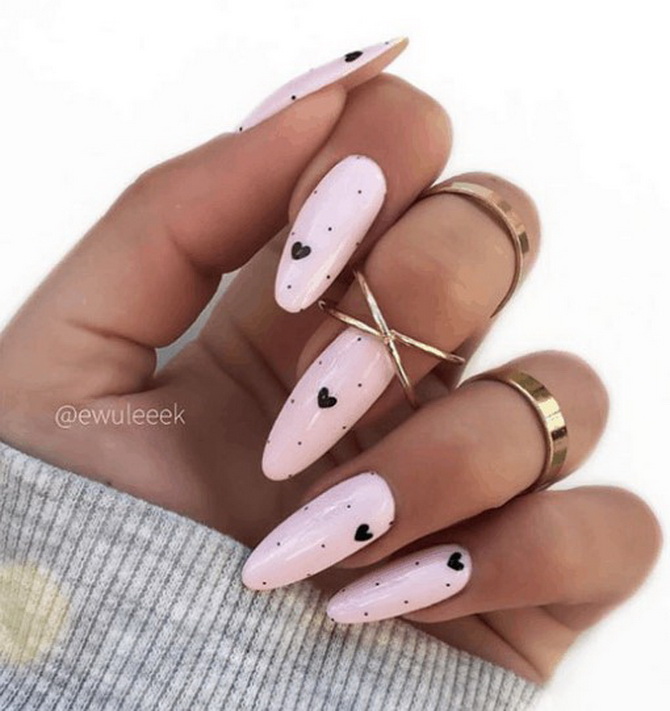 Nude manicure with hearts: fresh nail design ideas 11