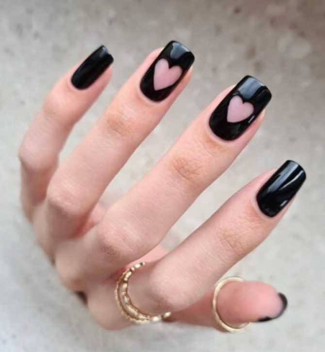 Nude manicure with hearts: fresh nail design ideas 3