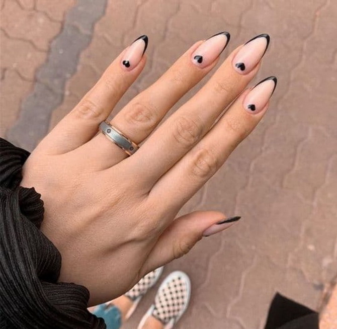 Nude manicure with hearts: fresh nail design ideas 15