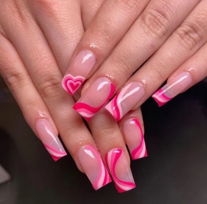 Nude manicure with hearts: fresh nail design ideas 29