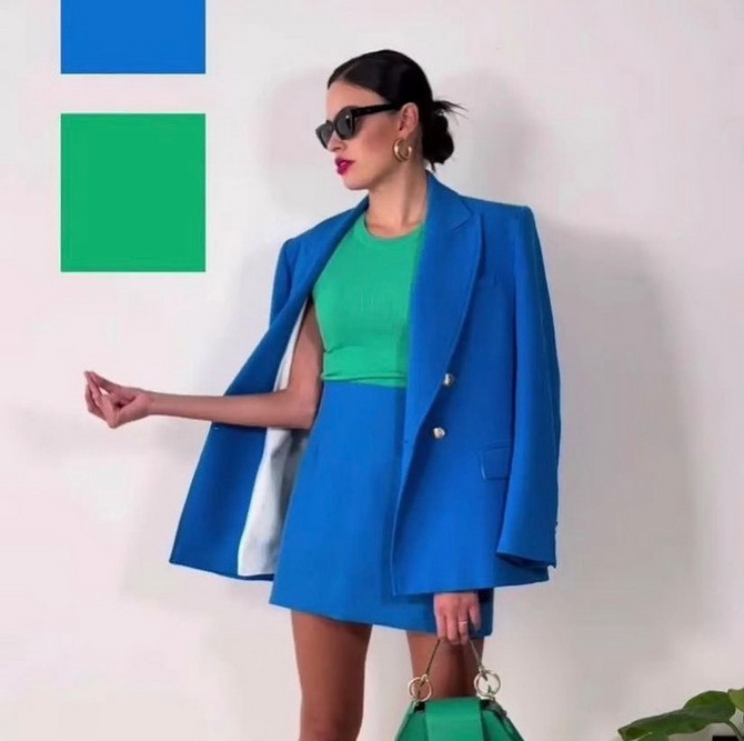 The combination of blue and green in fashionable looks: ideas for all occasions 1