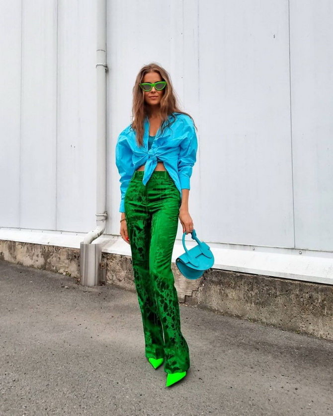 The combination of blue and green in fashionable looks: ideas for all occasions 16
