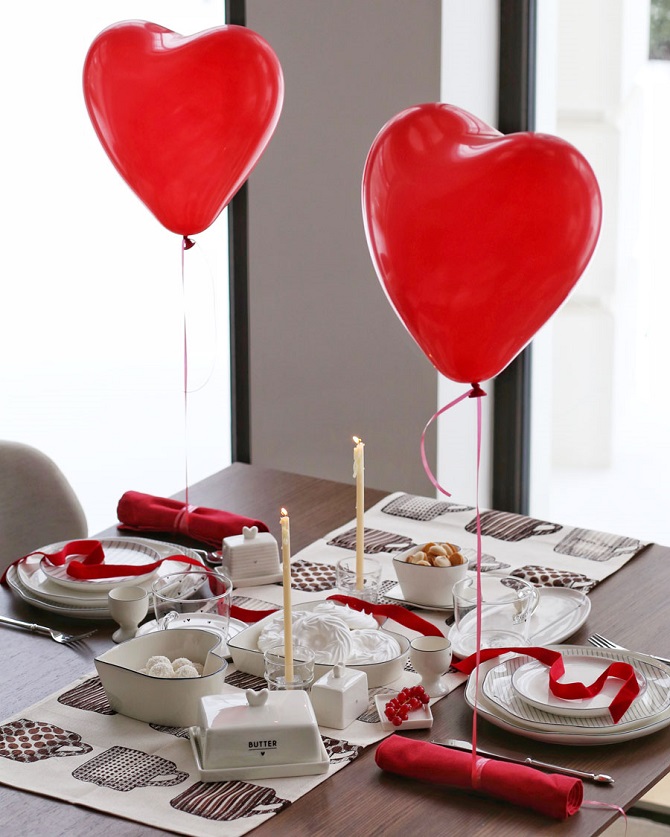 So dekorieren Sie einen Tisch zum Valentinstag: neue Ideen mit Fotos 7
