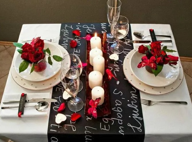 So dekorieren Sie einen Tisch zum Valentinstag: neue Ideen mit Fotos 1