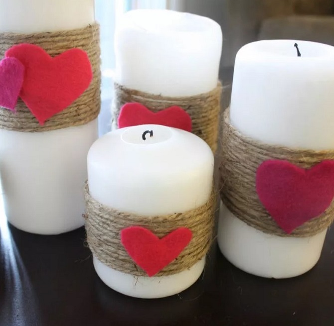 Kerzendekoration zum Valentinstag: Ideen mit Fotos 5