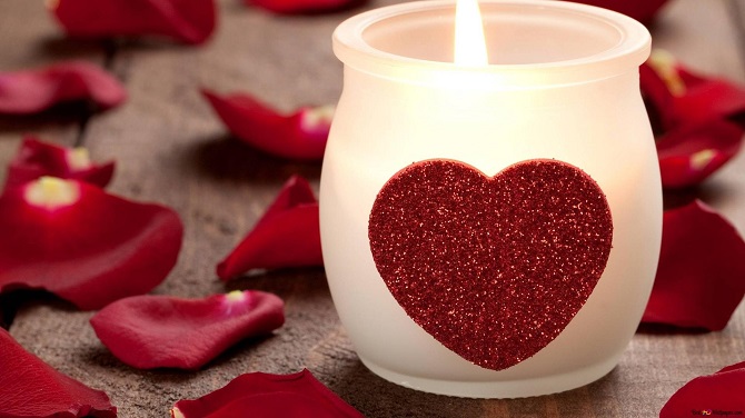 Kerzendekoration zum Valentinstag: Ideen mit Fotos 8