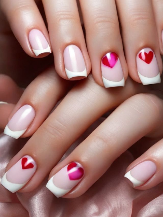 Hearts and cupids: manicure for Valentine’s Day 2024 10