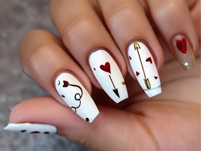 Hearts and cupids: manicure for Valentine’s Day 2024 11