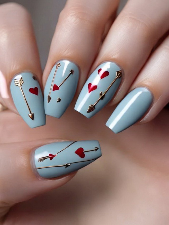 Hearts and cupids: manicure for Valentine’s Day 2024 14