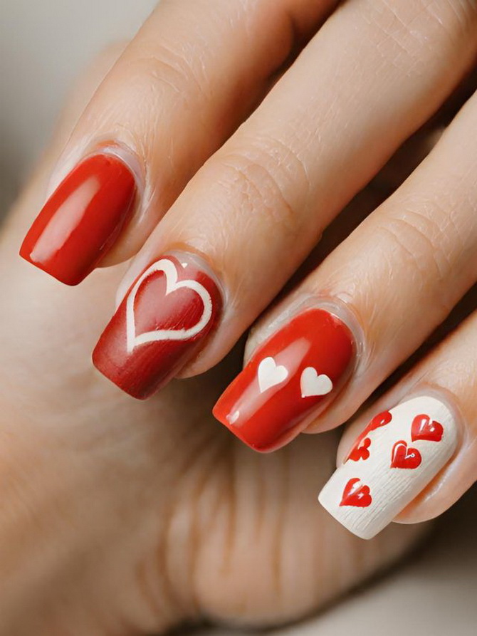 Hearts and cupids: manicure for Valentine’s Day 2024 13