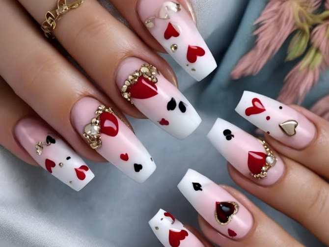 Hearts and cupids: manicure for Valentine’s Day 2024 21