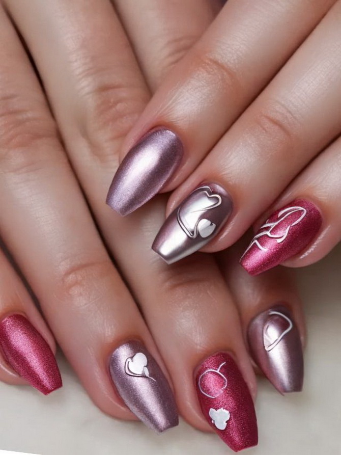 Hearts and cupids: manicure for Valentine’s Day 2024 23