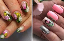 Manicure with tulips on March 8: stylish nail decor ideas