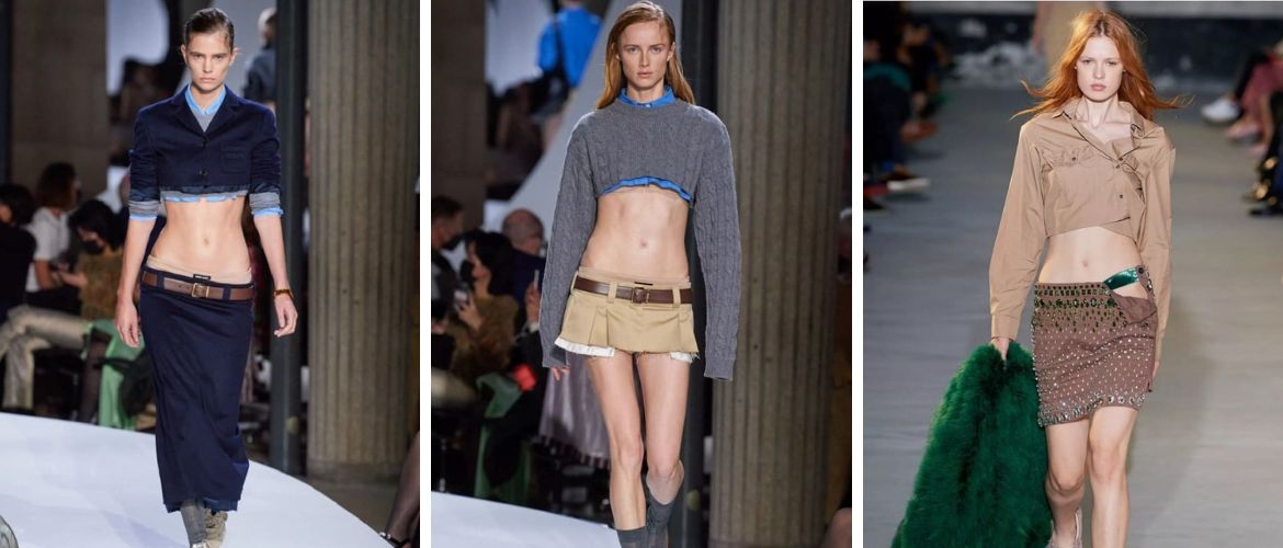 Very low-rise skirts are a fashion trend for spring 2024