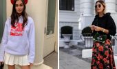Wie man diesen Frühling ein Sweatshirt mit einem Rock trägt: Modeideen