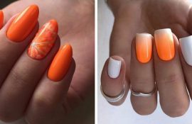 Leuchtend orangefarbene Maniküre: modische Ideen für stilvolles Nageldesign